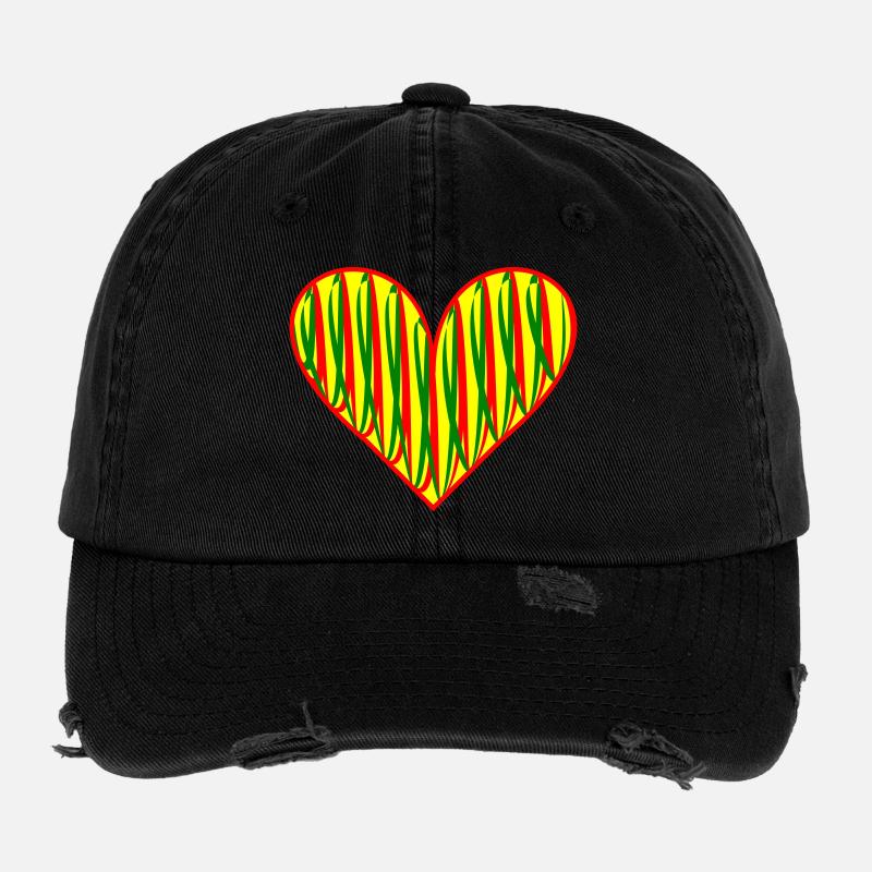Abstraktes Herz mit buntem Muster Flexfit Vintage Destroyed Cap