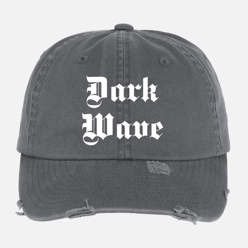 Dark Wave Musik Gothic Typografie Flexfit Vintage Destroyed Cap