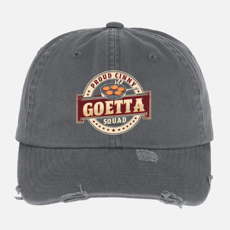 Goetta Wurst Proud Cinny Goetta Squad Flexfit Vintage Destroyed Cap