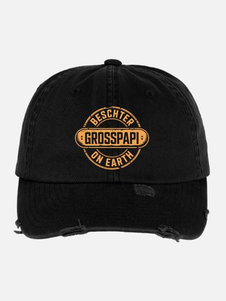 Beschter Grosspapi Schweizer Mundart - Flexfit Vintage Destroyed Cap - Schwarz - Vorne