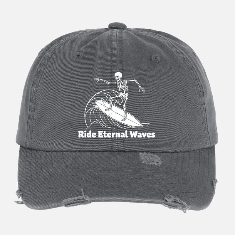 Skeleton Surfer Vagues éternelles Casquette vintage effet usé Flexfit