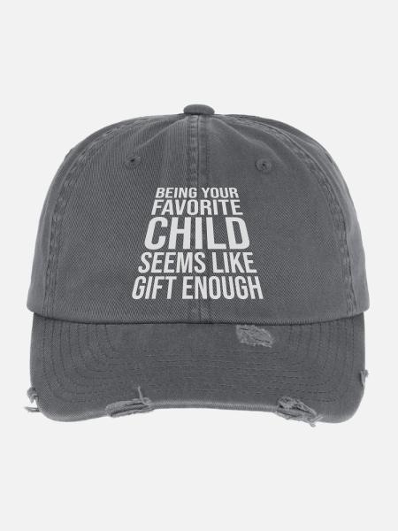 Being Your Favorite Child Seems Like Gift Enough - Flexfit Vintage Destroyed Cap - dark grey - Front