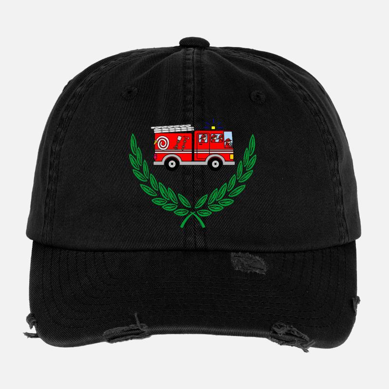 Fire engine in laurel wreath Flexfit Vintage Destroyed Cap