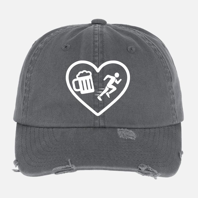 Humour de course de Heart Beer Casquette vintage effet usé Flexfit
