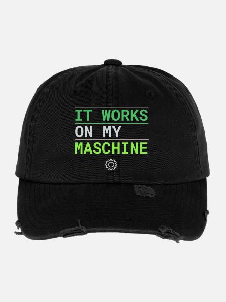 Ça marche sur ma machine - Excuse du développeur - Casquette vintage effet usé Flexfit - noir - Devant