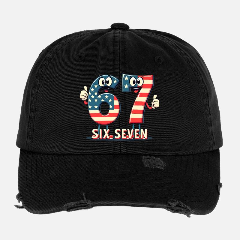 US Flag 67 Memes Six Seven Casquette vintage effet usé Flexfit