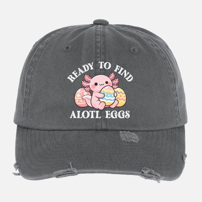 Ready To Find Alotl Eggs Axolotl Easter Hunt Flexfit Vintage Destroyed Cap