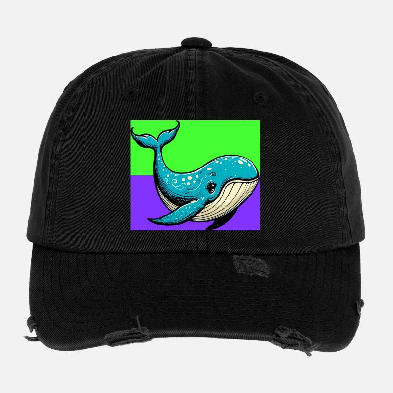 whale Flexfit Vintage Destroyed Cap