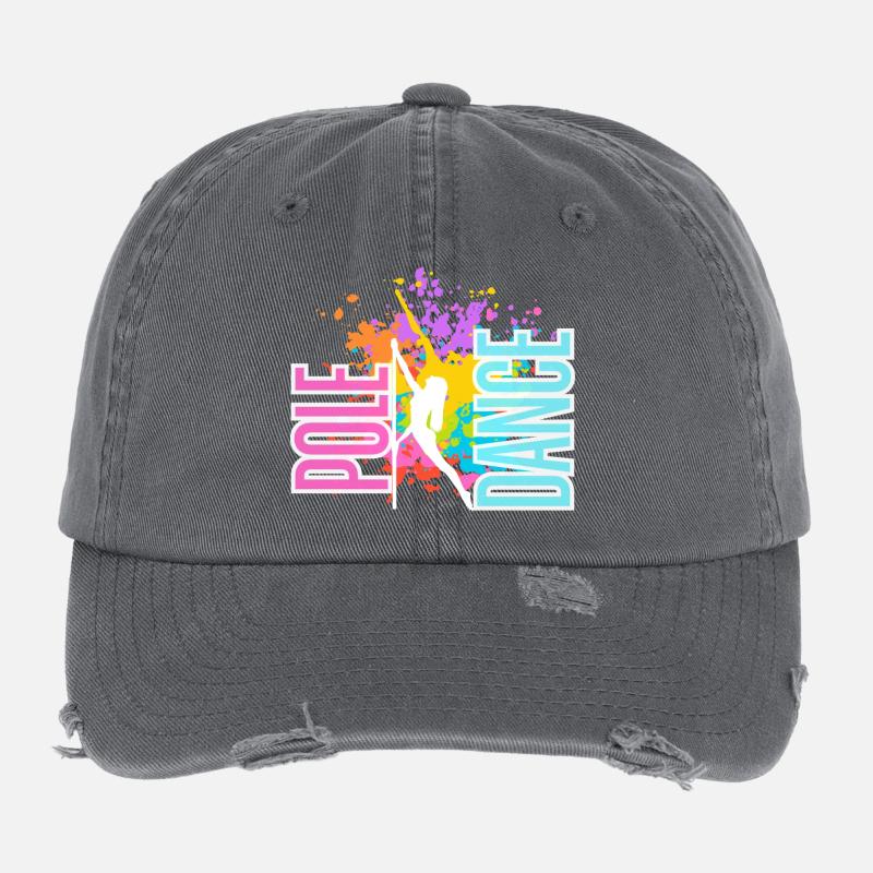 Pole Dance Splash Neon Colors Flexfit Vintage Destroyed Cap