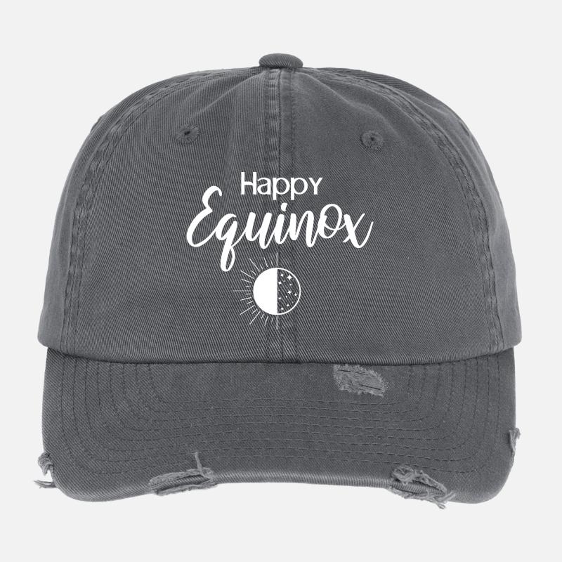 Happy Equinox Easter Ostara Pagan Spring Flexfit Vintage Destroyed Cap