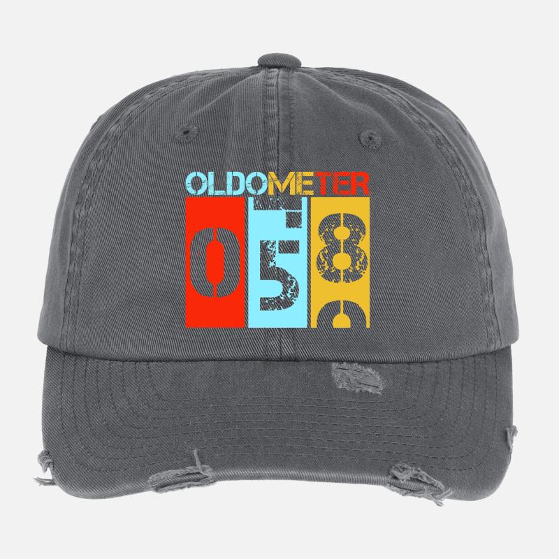 Oldometer 58 Rétro Vintage Anniversaire Niveau Casquette vintage effet usé Flexfit