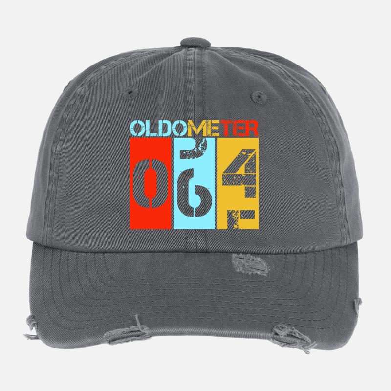 Oldometer 64 Sixty Fourth Birthday Flexfit Vintage Destroyed Cap
