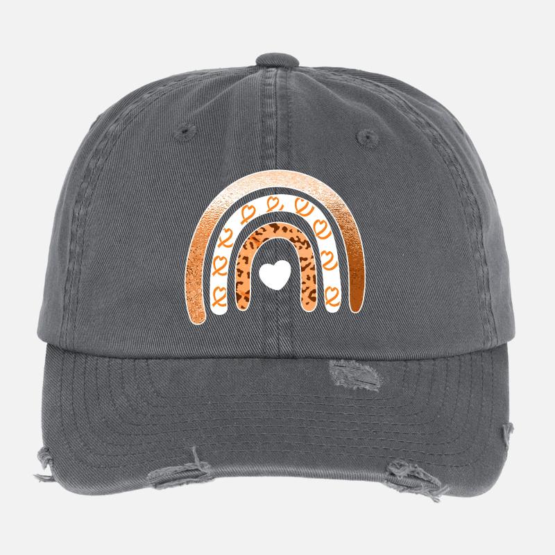 Leopard-Regenbogenherz-Arc Flexfit Vintage Destroyed Cap