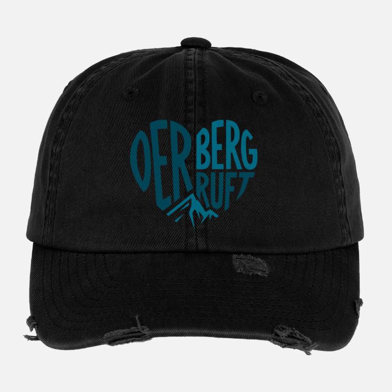 Der Berg ruft Herz Silhouetten Design Flexfit Vintage Destroyed Cap