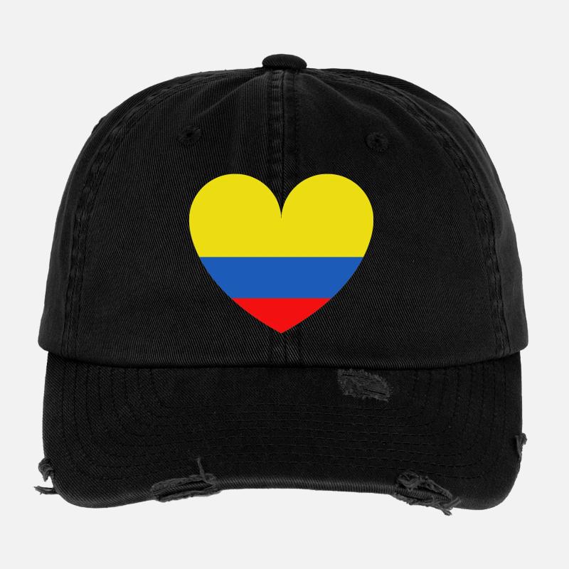 Cœur Drapeau Colombie Casquette vintage effet usé Flexfit