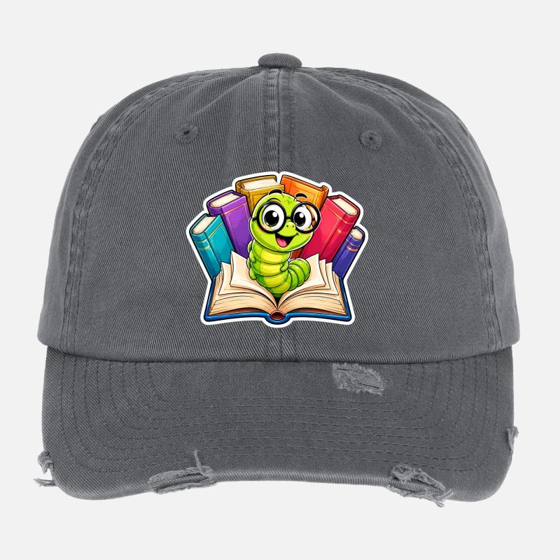 Cheerful Bookworm Flexfit Vintage Destroyed Cap