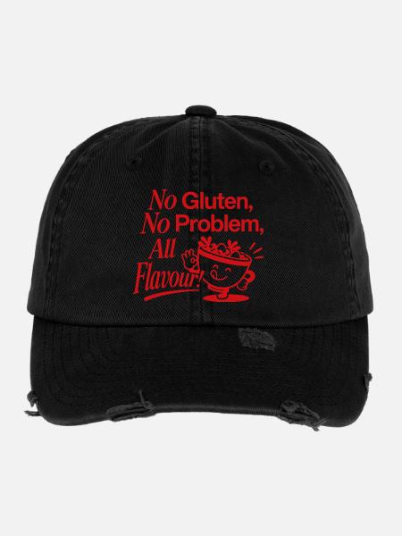 No Gluten No Problem Funny Flour - Flexfit Vintage Destroyed Cap - black - Front