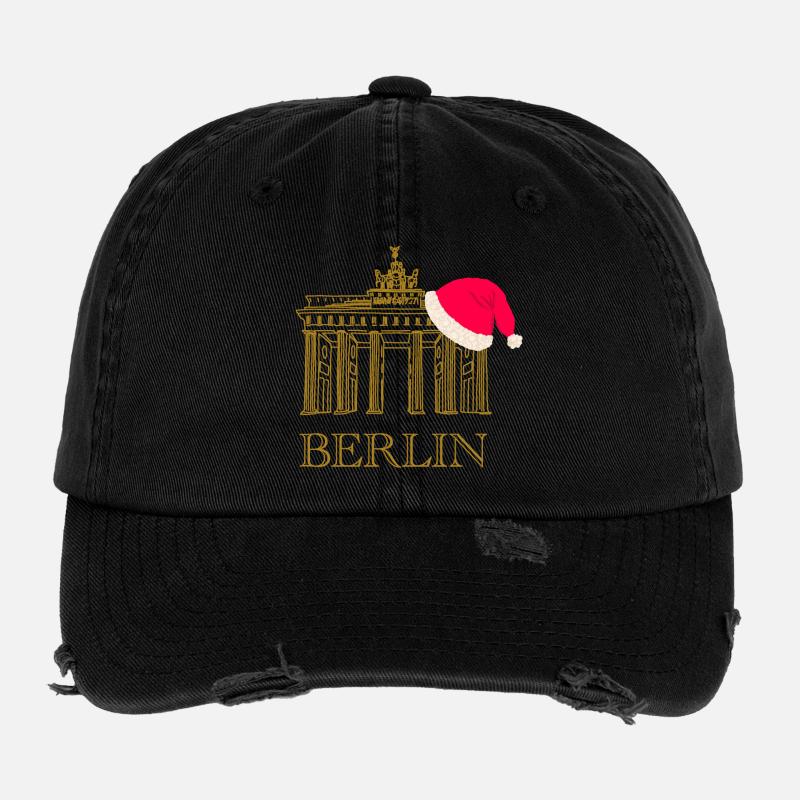 Berlin Christmas Brandenburg Gate Flexfit Vintage Destroyed Cap