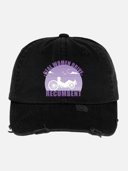 Vélo couché Vélo Cyclisme Sport Couché Cadeau - Casquette vintage effet usé Flexfit - noir - Devant