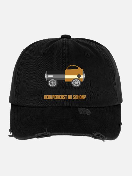 E-Autofahrer - Flexfit Vintage Destroyed Cap - Schwarz - Vorne