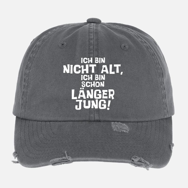 Ich bin nicht alt, ich bin schon länger jung. Flexfit Vintage Destroyed Cap