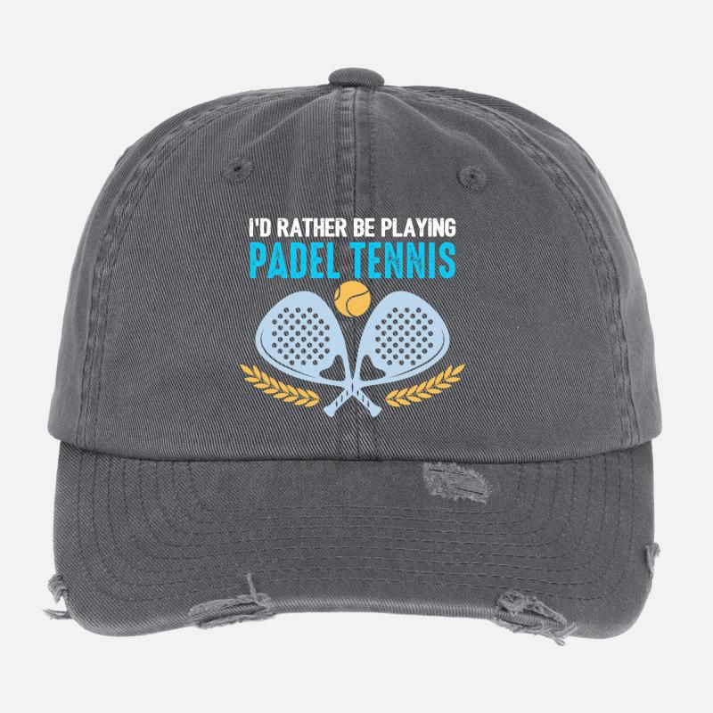 Padel Id Rather Be Playing Padel Tennis Flexfit Vintage Destroyed Cap