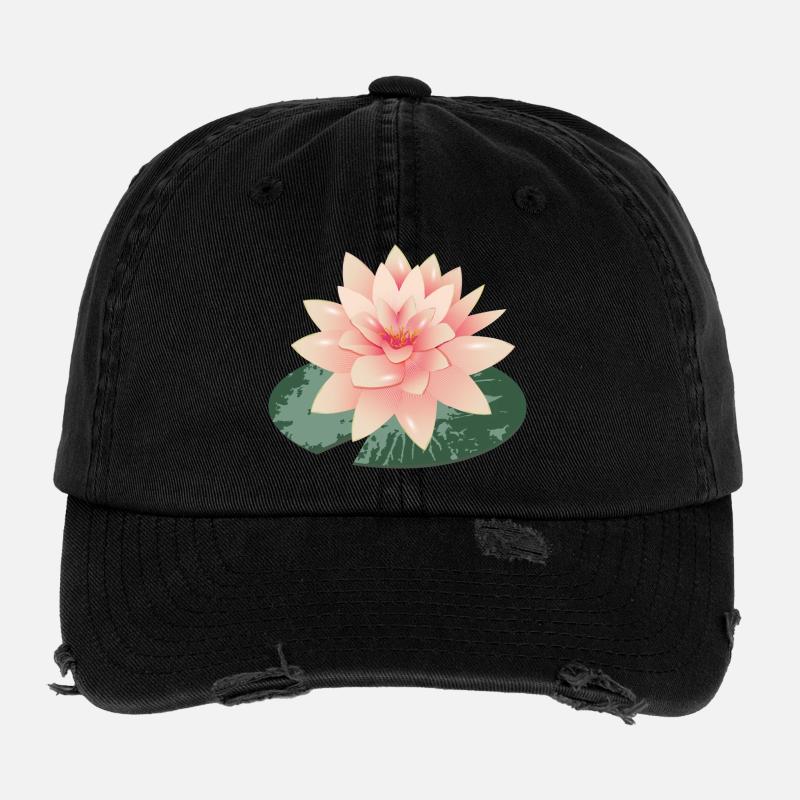 Beau nénuphar avec pétale de nénuphar vert Casquette vintage effet usé Flexfit