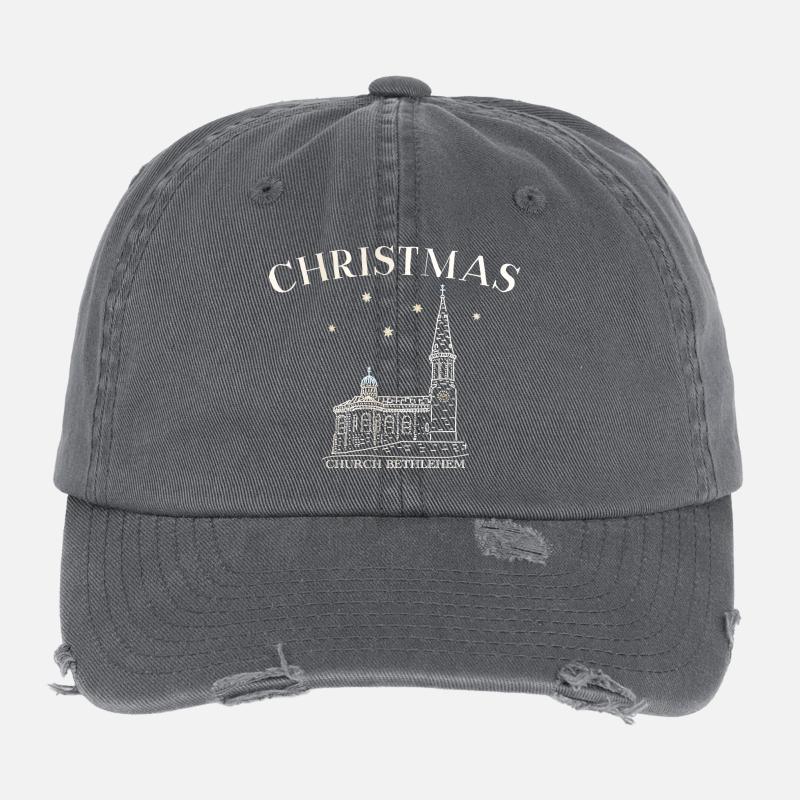 Dessin de l’église de Noël de Bethléem Casquette vintage effet usé Flexfit