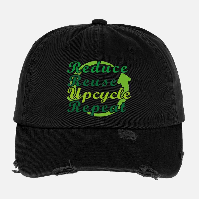 Reduce Reuse Upcycle Repeat Flexfit Vintage Destroyed Cap