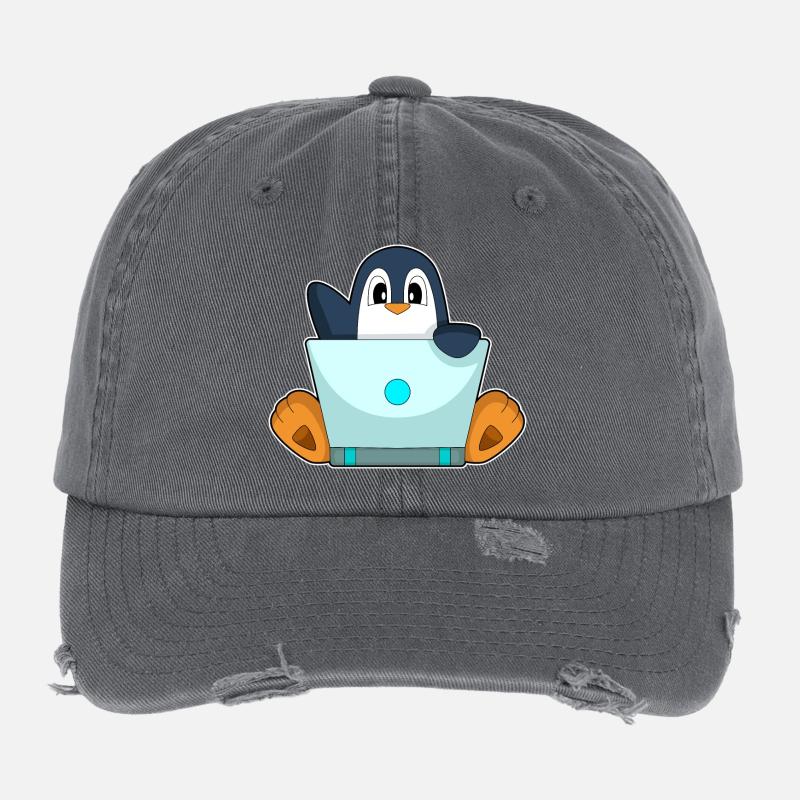 Penguin Laptop Flexfit Vintage Destroyed Cap