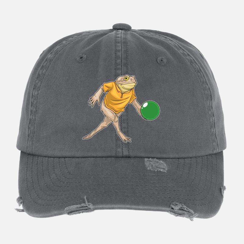 Frosch Bowling Bowlingkugel Flexfit Vintage Destroyed Cap