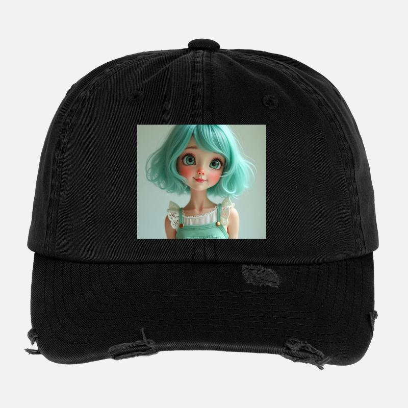 Mintgrüne Pastellpuppe Flexfit Vintage Destroyed Cap