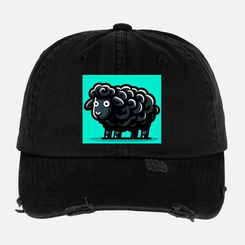 Mouton noir Casquette vintage effet usé Flexfit