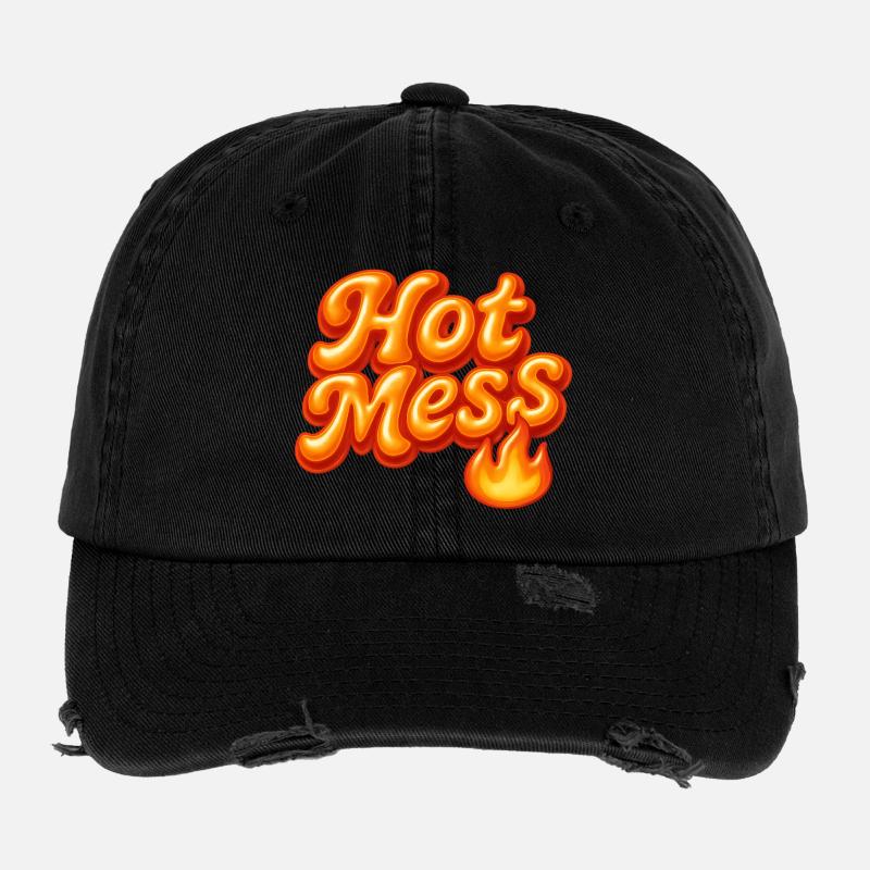 hot mess / y2k statement design Flexfit Vintage Destroyed Cap