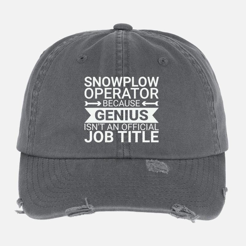 Snowplow Operator Genius Snow Plow Driver Flexfit Vintage Destroyed Cap