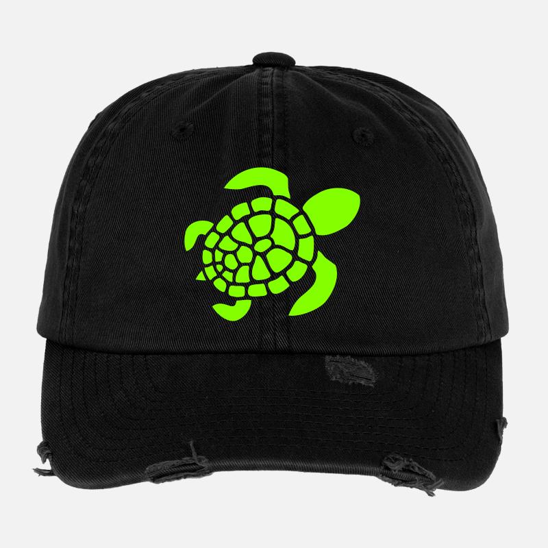 Schildkröte Logo Schildkrötenpanzer Muster Symbol Flexfit Vintage Destroyed Cap