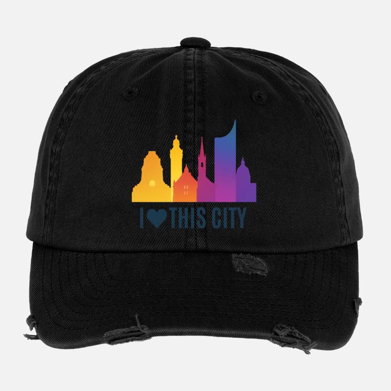 Herzstadt Skyline Gradient Flexfit Vintage Destroyed Cap