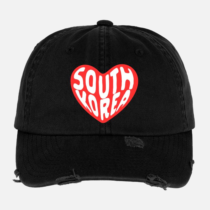 South Korea Herz Design – Liebe zu Korea Flexfit Vintage Destroyed Cap
