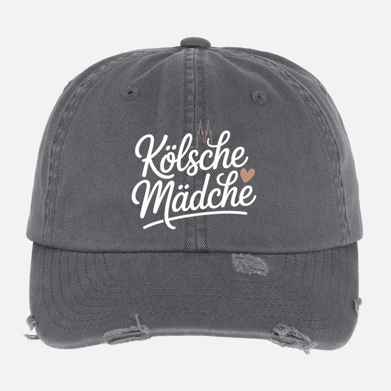 Kölsche Mädche Karneval Köln Kölle Kölsch Mädchen Flexfit Vintage Destroyed Cap