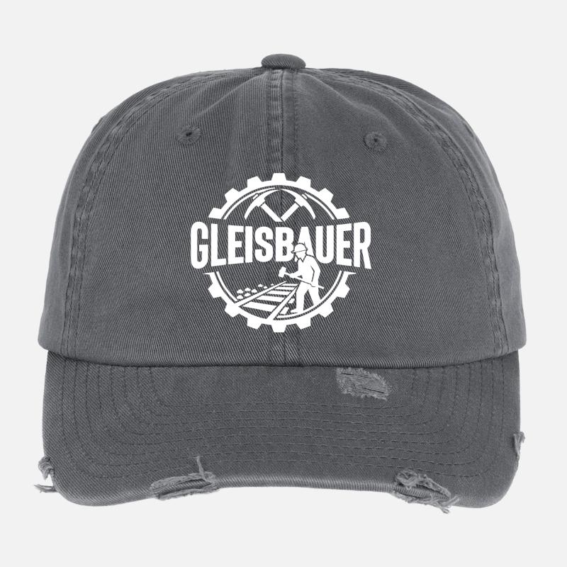 Gleisbauer Baustelle Eisenbahn Flexfit Vintage Destroyed Cap