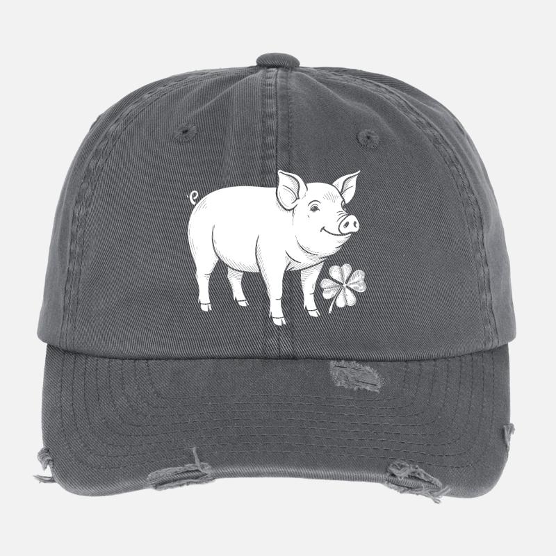 Glücksschwein Kleeblatt Flexfit Vintage Destroyed Cap