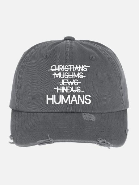 Human beings first - Human unity - Flexfit Vintage Destroyed Cap - dark grey - Front