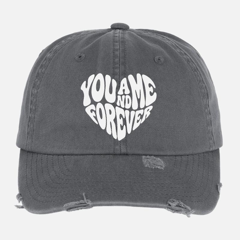 Für immer zusammen – Valentine White Retro Heart Flexfit Vintage Destroyed Cap