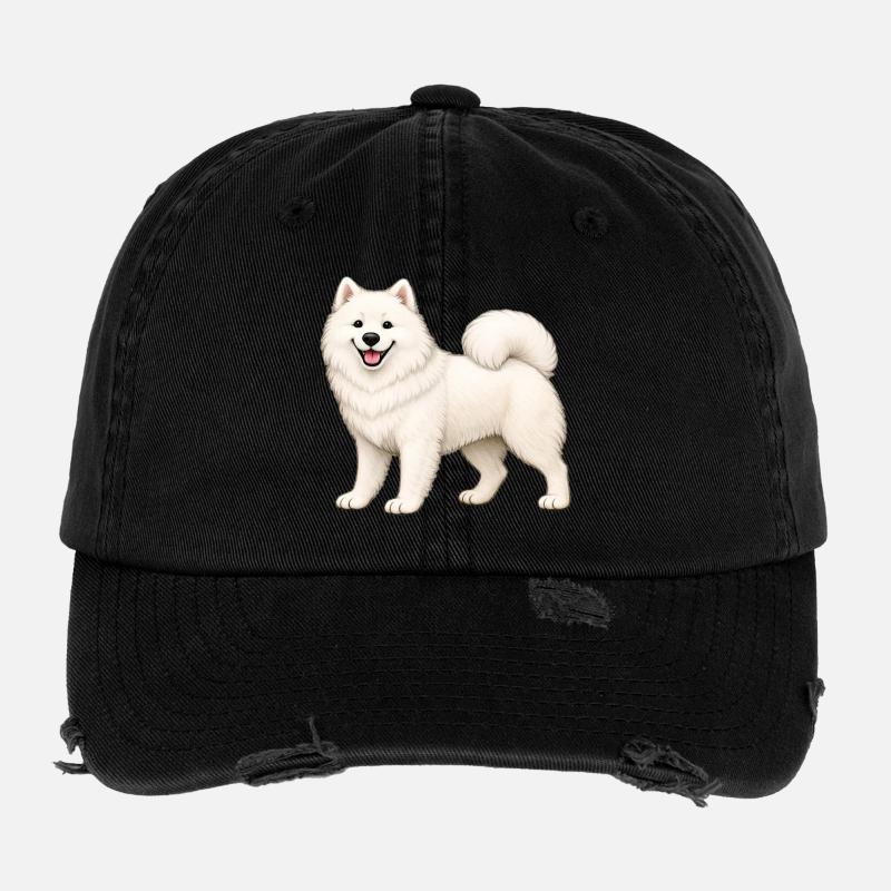 Weißer, pelziger Samojeden Flexfit Vintage Destroyed Cap