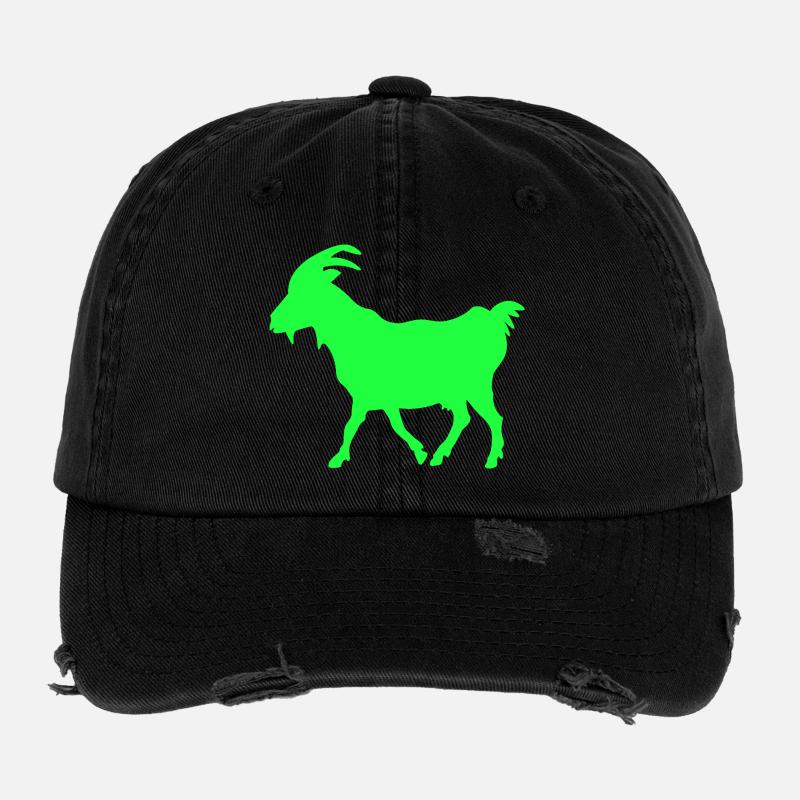 GOAT Chèvre vert néon Casquette vintage effet usé Flexfit