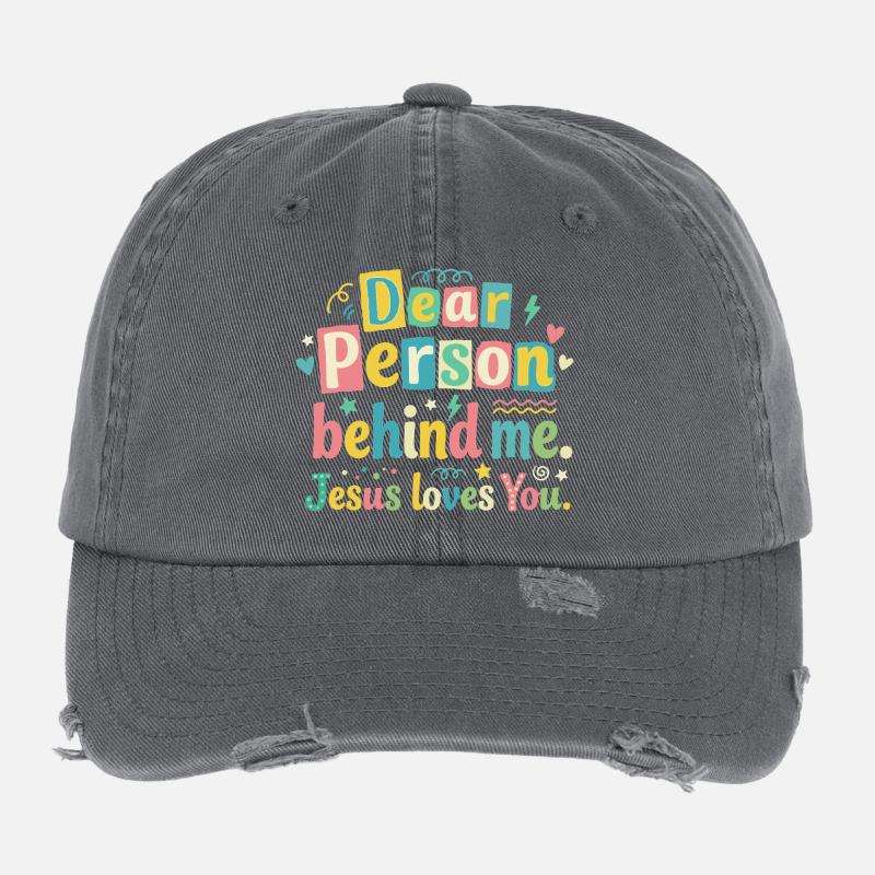 Jesus liebt dich positive Botschaft Flexfit Vintage Destroyed Cap
