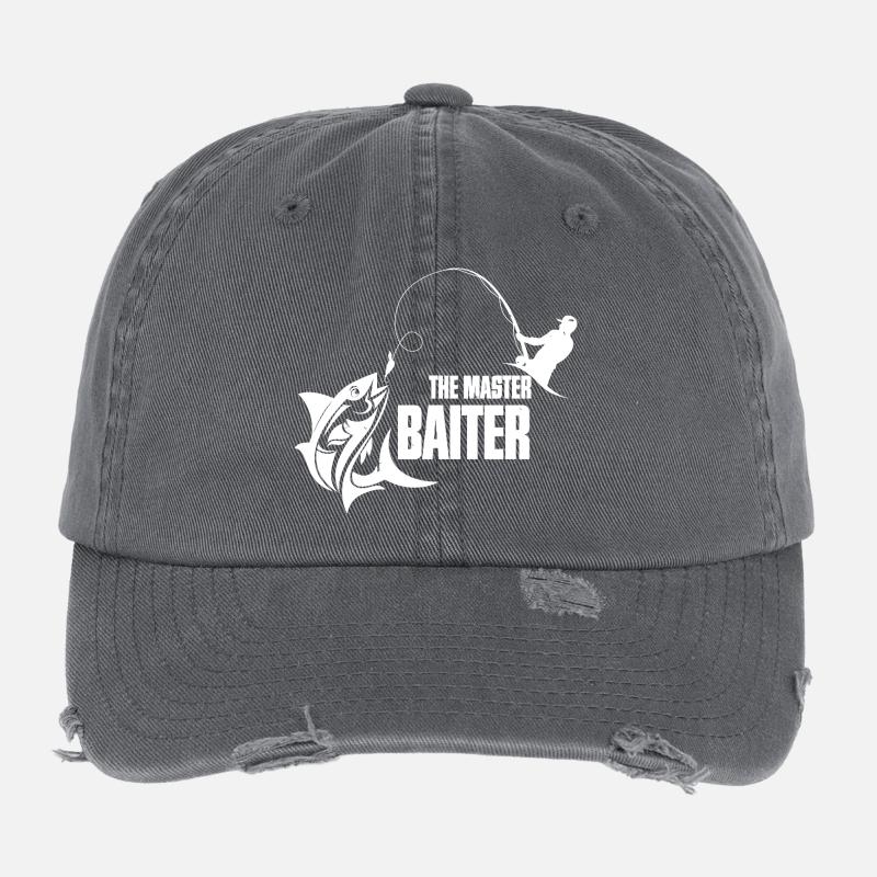 Angler Master Bait Theme Flexfit Vintage Destroyed Cap