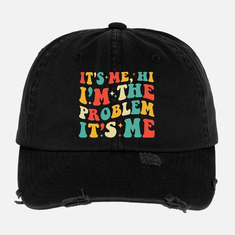 Bright Retro Typography Confession Flexfit Vintage Destroyed Cap
