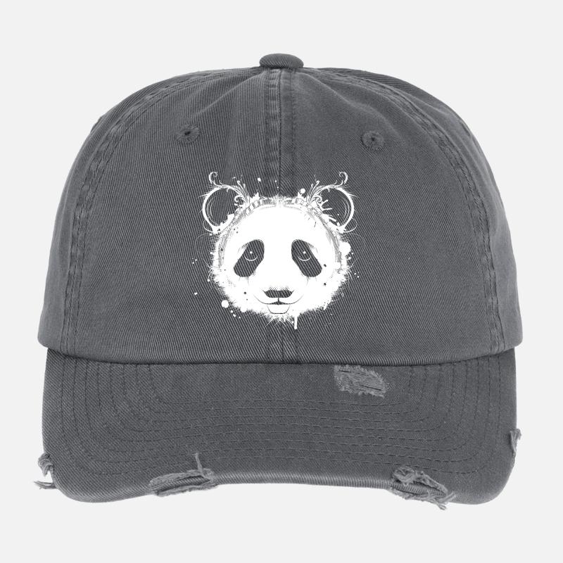 wunderschöner Panda Bär Kopf im Graffiti Stil Flexfit Vintage Destroyed Cap