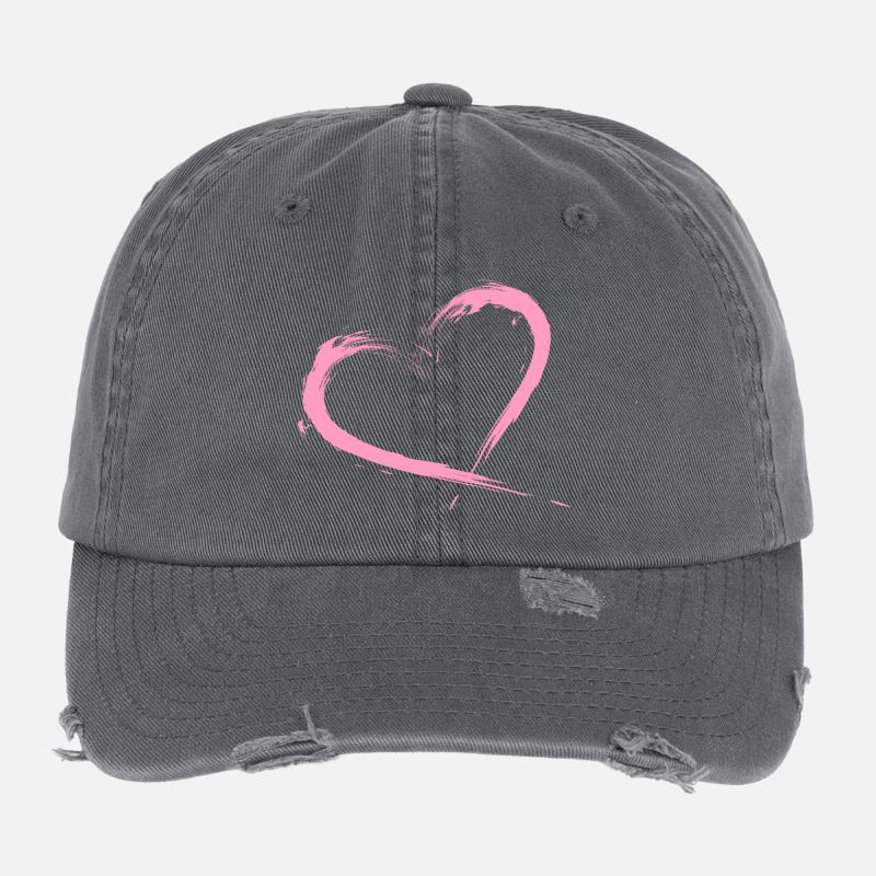 Heart brush pink vector graphic Flexfit Vintage Destroyed Cap